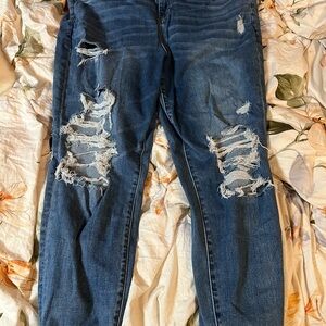 American Eagle Outfitters Ripped Blue Boyfriend Jeans
